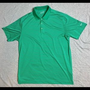 Nike Golf Polo, LARGE, Kelly Green Stripe